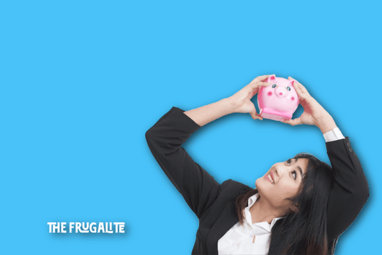 woman looking at piggy bank, side jobs